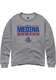 Gizelle Medina  Rally Tulsa Golden Hurricane Mens Graphite NIL Stacked Box Long Sleeve Crew Sweats..
