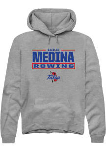 Gizelle Medina  Rally Tulsa Golden Hurricane Mens Graphite NIL Stacked Box Long Sleeve Hoodie