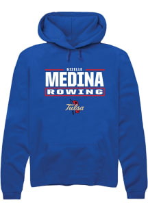 Gizelle Medina  Rally Tulsa Golden Hurricane Mens Blue NIL Stacked Box Long Sleeve Hoodie
