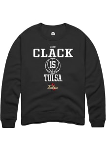 Jade Clack  Rally Tulsa Golden Hurricane Mens Black NIL Sport Icon Long Sleeve Crew Sweatshirt