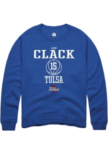 Jade Clack  Rally Tulsa Golden Hurricane Mens Blue NIL Sport Icon Long Sleeve Crew Sweatshirt
