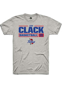Jade Clack  Tulsa Golden Hurricane Ash Rally NIL Stacked Box Short Sleeve T Shirt