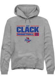 Jade Clack  Rally Tulsa Golden Hurricane Mens Graphite NIL Stacked Box Long Sleeve Hoodie