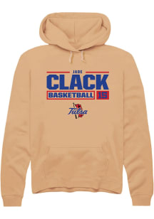 Jade Clack  Rally Tulsa Golden Hurricane Mens Gold NIL Stacked Box Long Sleeve Hoodie