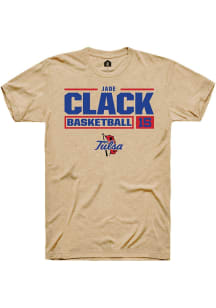 Jade Clack  Tulsa Golden Hurricane Tan Rally NIL Stacked Box Short Sleeve T Shirt