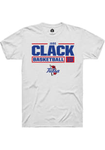 Jade Clack  Tulsa Golden Hurricane White Rally NIL Stacked Box Short Sleeve T Shirt