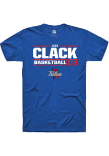 Jade Clack  Tulsa Golden Hurricane Blue Rally NIL Stacked Box Short Sleeve T Shirt