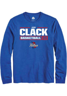 Jade Clack  Tulsa Golden Hurricane Blue Rally NIL Stacked Box Long Sleeve T Shirt
