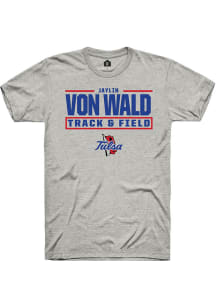 Jaylin Adams/Vonwald  Tulsa Golden Hurricane Ash Rally NIL Stacked Box Short Sleeve T Shirt