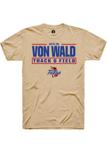 Jaylin Adams/Vonwald  Tulsa Golden Hurricane Tan Rally NIL Stacked Box Short Sleeve T Shirt