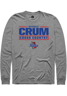 Makenzie Crum  Tulsa Golden Hurricane Graphite Rally NIL Stacked Box Long Sleeve T Shirt