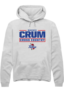 Makenzie Crum  Rally Tulsa Golden Hurricane Mens White NIL Stacked Box Long Sleeve Hoodie