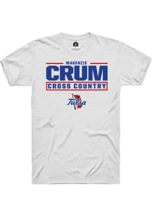 Makenzie Crum  Tulsa Golden Hurricane White Rally NIL Stacked Box Short Sleeve T Shirt