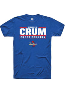 Makenzie Crum  Tulsa Golden Hurricane Blue Rally NIL Stacked Box Short Sleeve T Shirt
