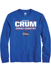 Makenzie Crum  Tulsa Golden Hurricane Blue Rally NIL Stacked Box Long Sleeve T Shirt