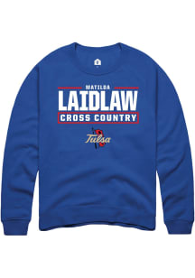 Matilda Laidlaw  Rally Tulsa Golden Hurricane Mens Blue NIL Stacked Box Long Sleeve Crew Sweatshir..