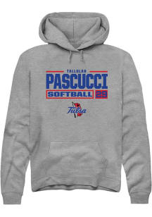 Tallulah Pascucci  Rally Tulsa Golden Hurricane Mens Graphite NIL Stacked Box Long Sleeve Hoodie