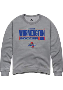 Trajan Wormington  Rally Tulsa Golden Hurricane Mens Graphite NIL Stacked Box Long Sleeve Crew Swe..