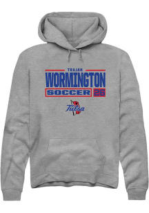 Trajan Wormington  Rally Tulsa Golden Hurricane Mens Graphite NIL Stacked Box Long Sleeve Hoodie