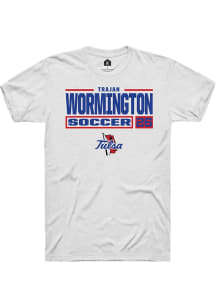 Trajan Wormington  Tulsa Golden Hurricane White Rally NIL Stacked Box Short Sleeve T Shirt