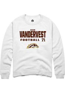 Adam Vandervest  Rally Western Michigan Broncos Mens White Football NIL Stacked Box Long Sleeve Cr..