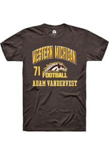 Adam Vandervest  Western Michigan Broncos Brown Rally Football NIL Arch Logo Short Sleeve T Shirt