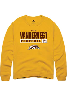 Adam Vandervest  Rally Western Michigan Broncos Mens Gold Football NIL Stacked Box Long Sleeve Cre..