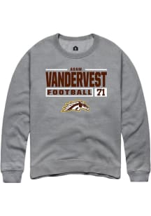 Adam Vandervest  Rally Western Michigan Broncos Mens Grey Football NIL Stacked Box Long Sleeve Cre..
