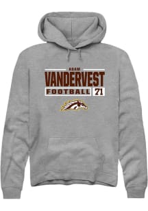 Adam Vandervest  Rally Western Michigan Broncos Mens Grey Football NIL Stacked Box Long Sleeve Hoo..