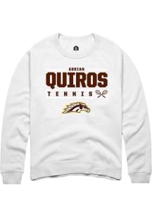 Adrian Quiros  Rally Western Michigan Broncos Mens White NIL Stacked Box Long Sleeve Crew Sweatshi..