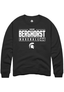 Adam  Berghorst  Rally Michigan State Spartans Mens Black NIL Stacked Box Long Sleeve Crew Sweatsh..
