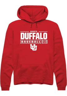 Dakota Duffalo  Rally Utah Utes Mens Red NIL Stacked Box Long Sleeve Hoodie