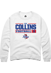 Dax Collins  Rally Tulsa Golden Hurricane Mens White Football NIL Stacked Box Long Sleeve Crew Swe..