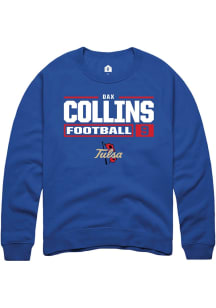 Dax Collins  Rally Tulsa Golden Hurricane Mens Blue Football NIL Stacked Box Long Sleeve Crew Swea..