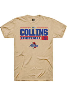 Dax Collins  Tulsa Golden Hurricane Tan Rally Football NIL Stacked Box Short Sleeve T Shirt