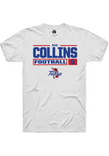 Dax Collins  Tulsa Golden Hurricane White Rally Football NIL Stacked Box Short Sleeve T Shirt