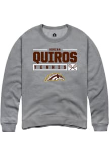 Adrian Quiros  Rally Western Michigan Broncos Mens Grey NIL Stacked Box Long Sleeve Crew Sweatshir..