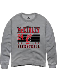 Tyler McKinley  Rally Cincinnati Bearcats Mens Grey NIL Striped Long Sleeve Crew Sweatshirt
