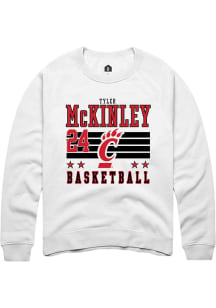 Tyler McKinley  Rally Cincinnati Bearcats Mens White NIL Striped Long Sleeve Crew Sweatshirt