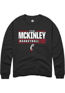 Tyler McKinley  Rally Cincinnati Bearcats Mens Black NIL Stacked Box Long Sleeve Crew Sweatshirt