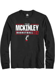 Tyler McKinley  Cincinnati Bearcats Black Rally NIL Stacked Box Long Sleeve T Shirt