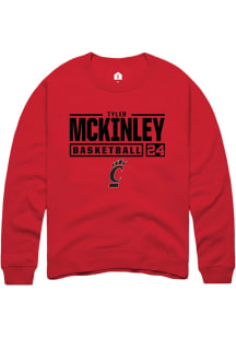 Tyler McKinley  Rally Cincinnati Bearcats Mens Red NIL Stacked Box Long Sleeve Crew Sweatshirt