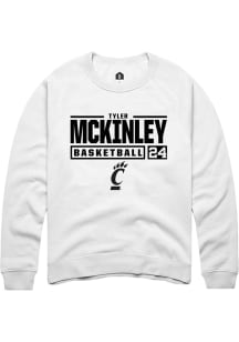 Tyler McKinley  Rally Cincinnati Bearcats Mens White NIL Stacked Box Long Sleeve Crew Sweatshirt