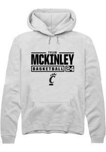 Tyler McKinley  Rally Cincinnati Bearcats Mens White NIL Stacked Box Long Sleeve Hoodie