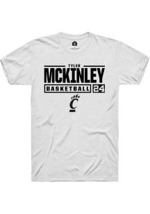 Tyler McKinley  Cincinnati Bearcats White Rally NIL Stacked Box Short Sleeve T Shirt