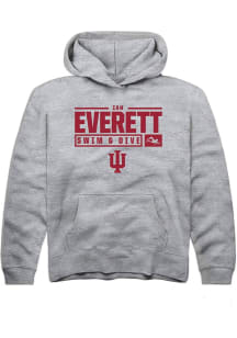 Ian Everett  Rally Indiana Hoosiers Youth Grey NIL Stacked Box Long Sleeve Hoodie