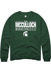 Jesse McCulloch  Rally Michigan State Spartans Mens Green NIL Stacked Box Long Sleeve Crew Sweatsh..