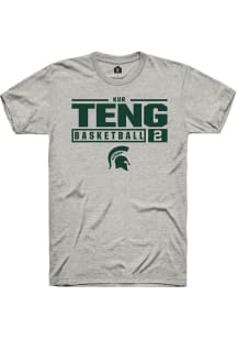 Kur Teng  Michigan State Spartans Ash Rally NIL Stacked Box Short Sleeve T Shirt