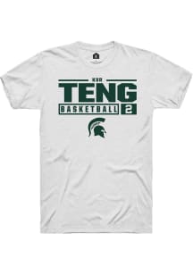 Kur Teng  Michigan State Spartans White Rally NIL Stacked Box Short Sleeve T Shirt