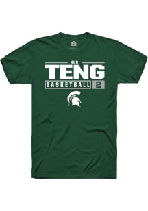 Kur Teng  Michigan State Spartans Green Rally NIL Stacked Box Short Sleeve T Shirt